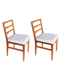 Kit com 02 Cadeiras com Assento Estofado - Mel / Off White